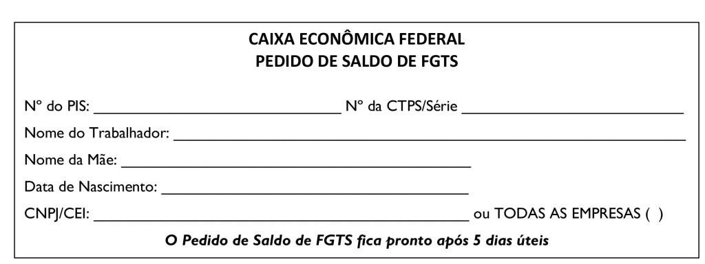 Modelo de ficha - FGTS