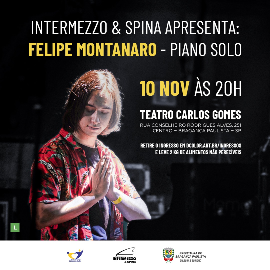 Teatro Carlos Gomes recebe concerto de piano solo no dia 10 de novembro