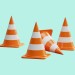 Isolate of realistic stacking of orange traffic warning cone for