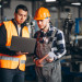 Two colleagues at a factory