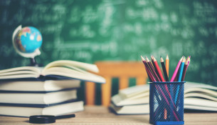 book-with-green-board-background